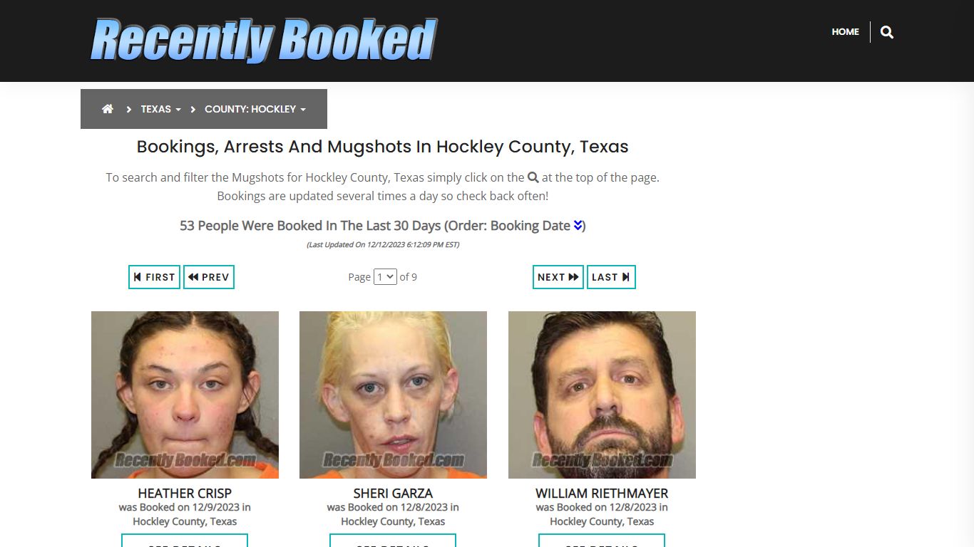 Recent bookings, Arrests, Mugshots in Hockley County, Texas