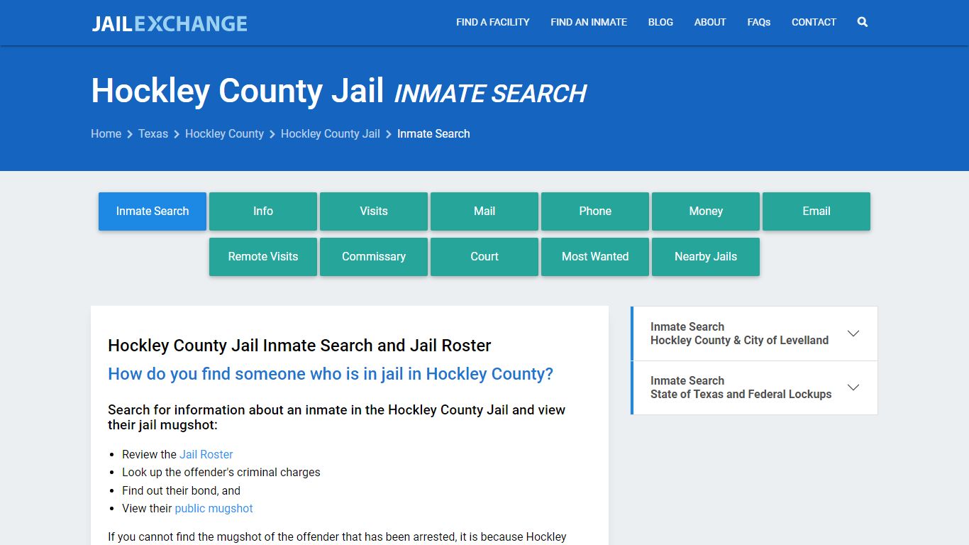 Inmate Search: Roster & Mugshots - Hockley County Jail, TX